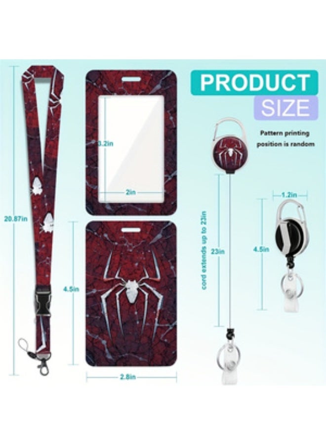 MARVEL 3-in-1 Marvel Red Spider-Man Logo Plastic ID Holder with Lanyard, Retractable ID Roller, Keychain, and Extension Chain - Suitable for workers, students, bus drivers, doctors, nurses, etc. - Image 3